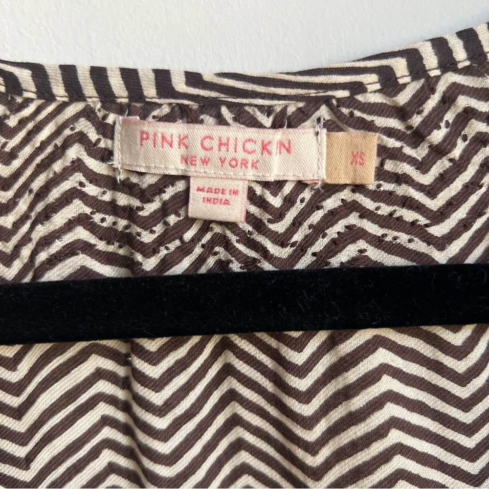 Pink Chicken Chevron Cotton Dress - XS - Picture 4 of 16